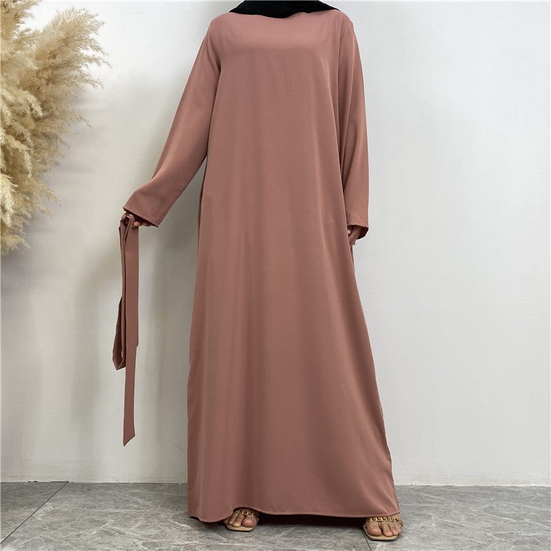 6597  Solid Tie Pocket Muslin Dress - MinYang Fashion Apparel Accessory Manufacturer