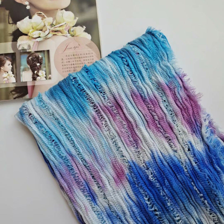 17A55 Cotton and linen pleated slim warm neck scarf