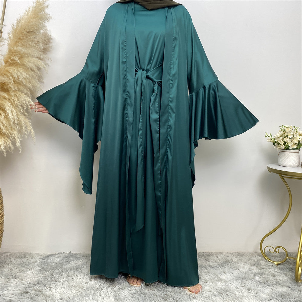 1925 satin plain muslim abaya dress (set)