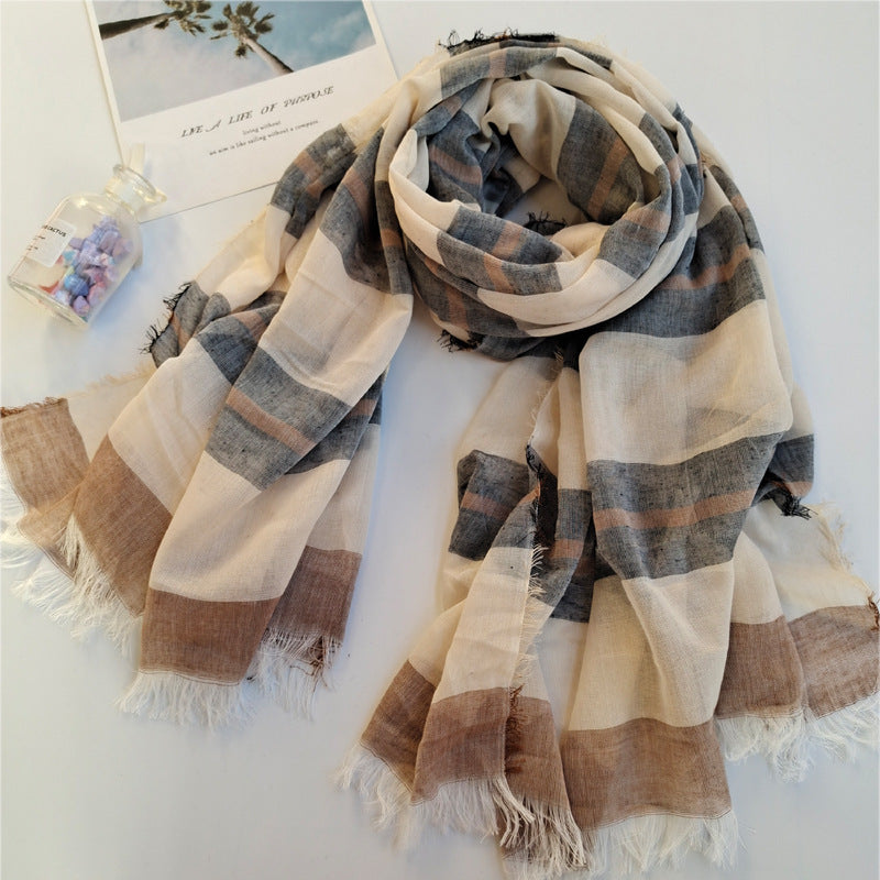 17A70 Polyester-cotton yarn-dyed series all-match warm silk scarf - MOQ:2 - MinYang Fashion Apparel Accessory Manufacturer