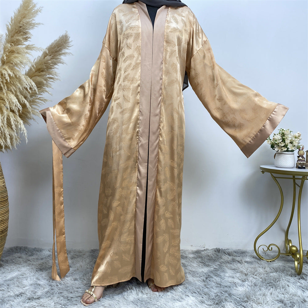 1948 printed satin muslim abaya dress