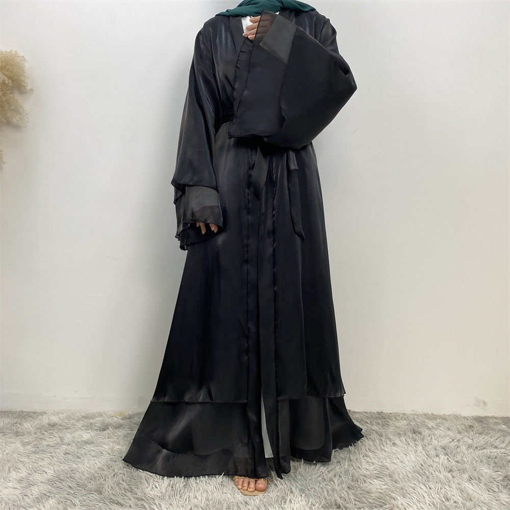 1926 Muslim Shiny Satin Cardigan Robe - MinYang Fashion Apparel Accessory Manufacturer