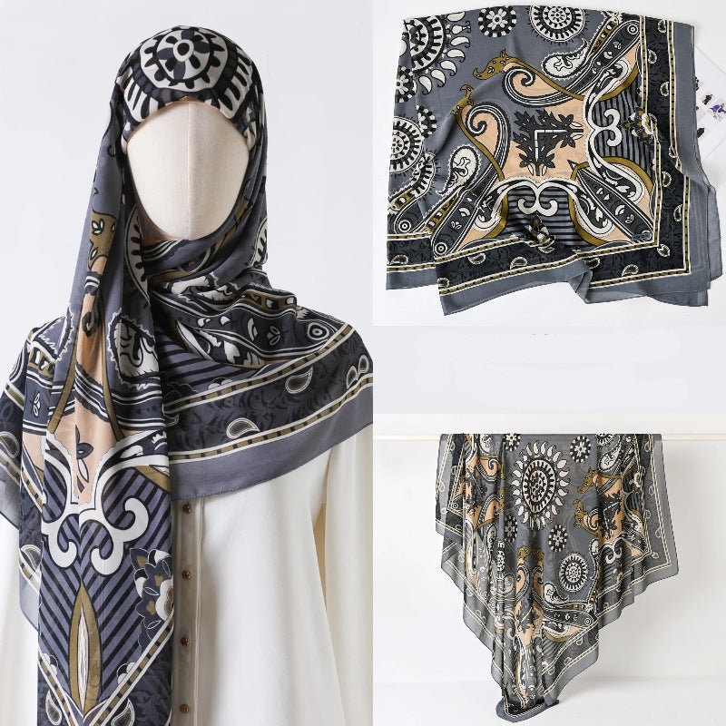 130 crystal chiffon 01 130*130cm Chiffon Scarf Silk Printed Sunscreen Scarf