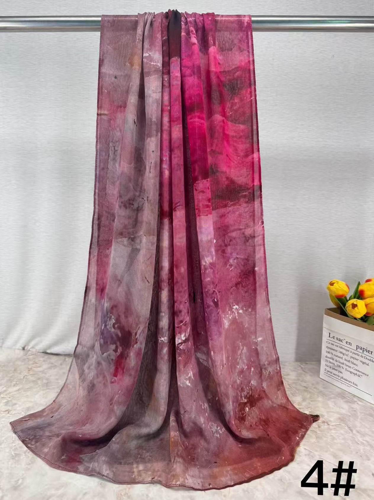 HY013 Printed modal Muslim hijab single stitch