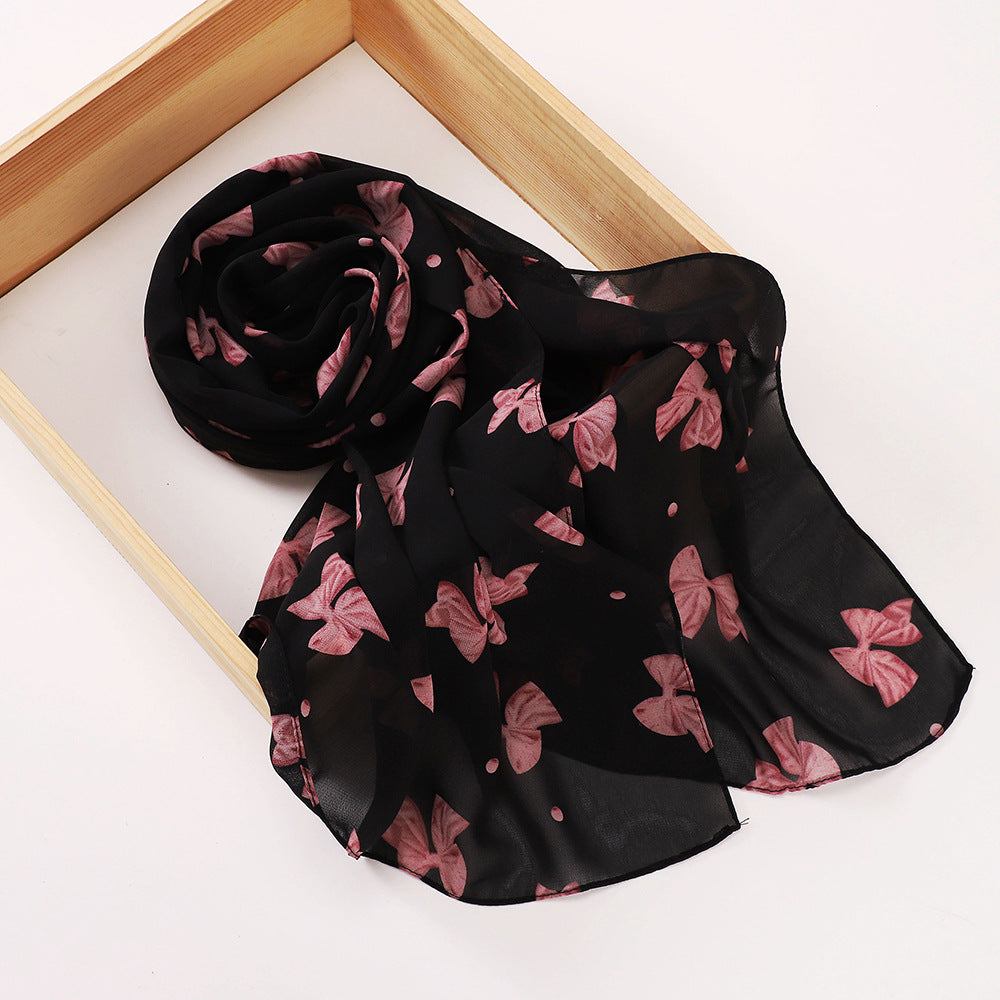 MSL358 Rose flower print hijab (MOQ:2 pieces)