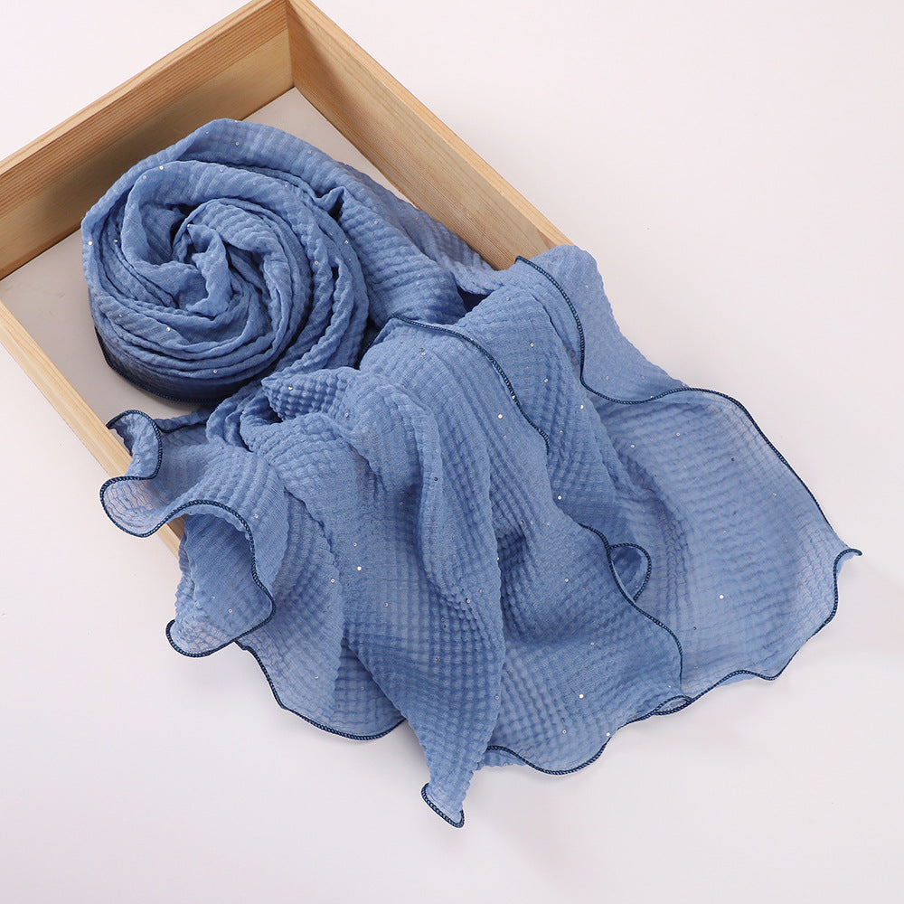 MSL377 Honeycomb wrinkled scarf - MOQ:2