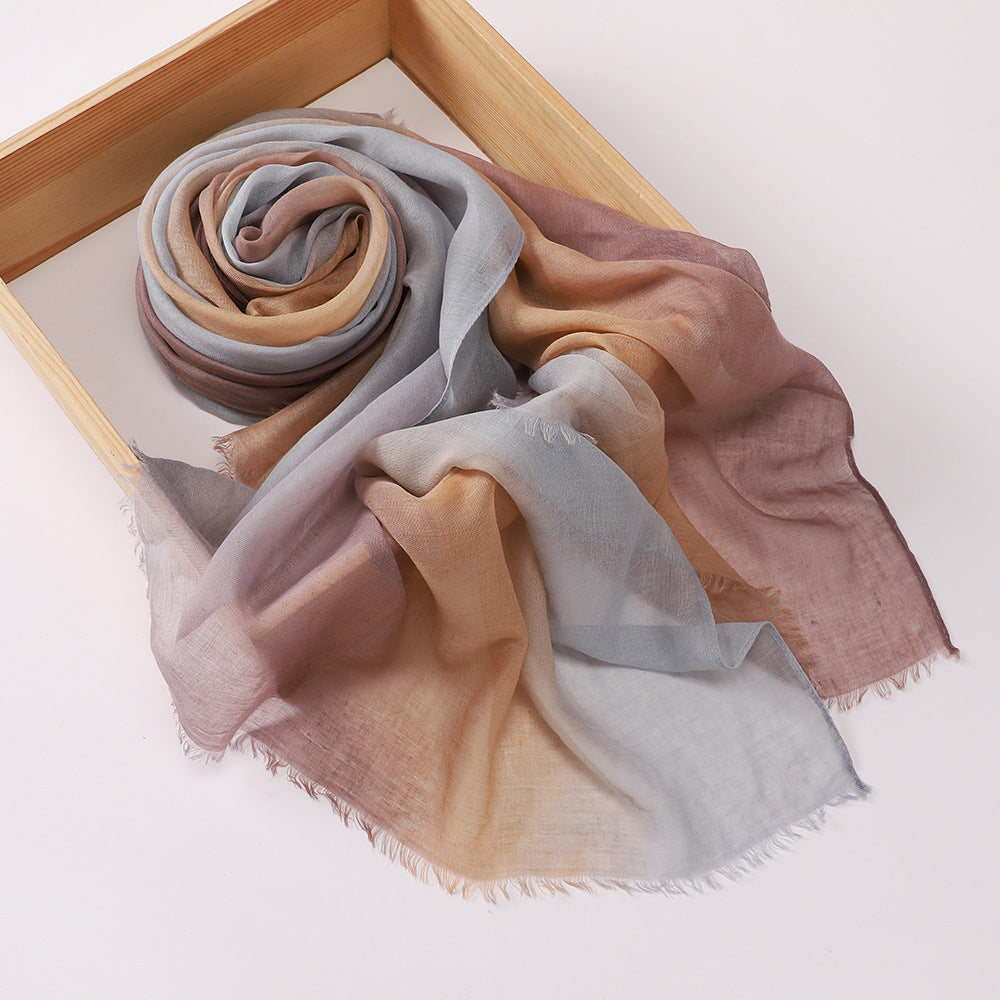 MSL411 Gradient color stitching casual hijab - MOQ:2