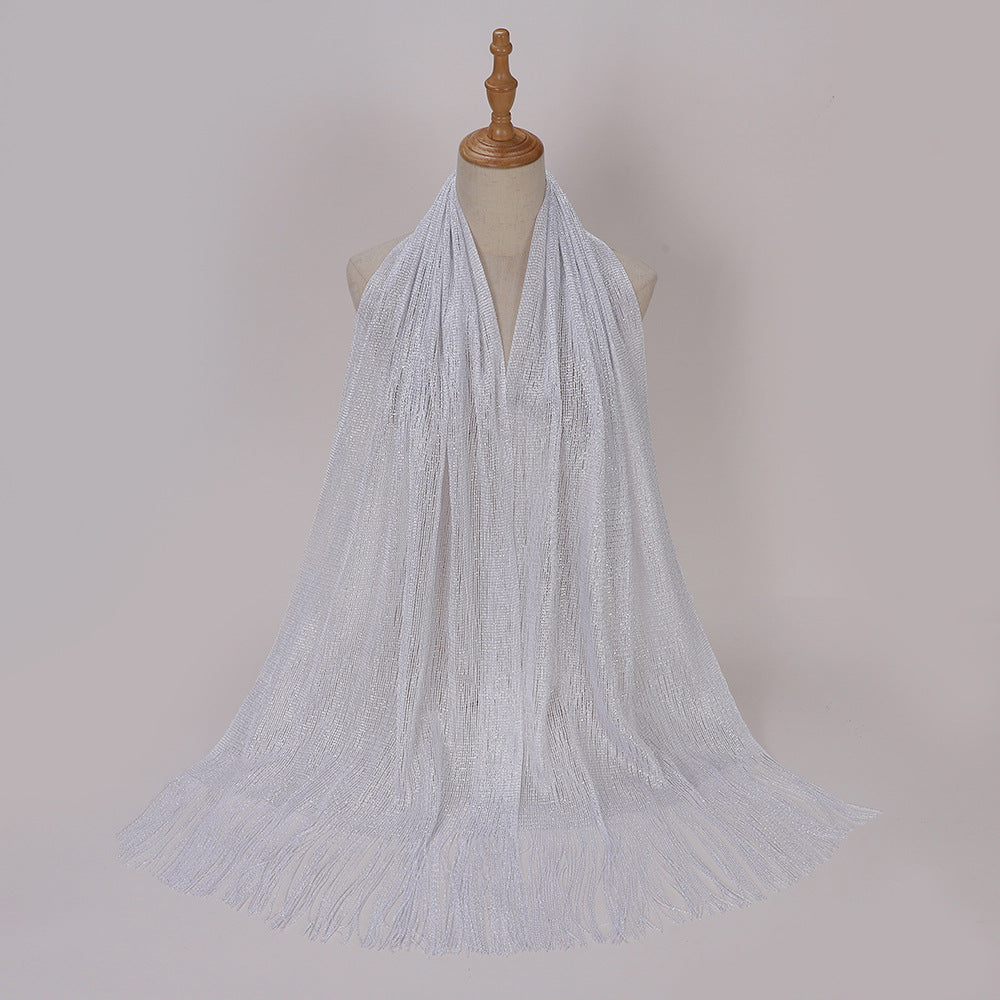 MSL336 New Gold and Silver Silk Flat Scarf Evening Dress Shawl Women - MinYang Fashion Apparel Accessory Manufacturer