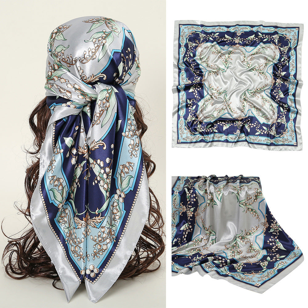 YW888 90*90cm Printed imitation silk soft luxury hijab
