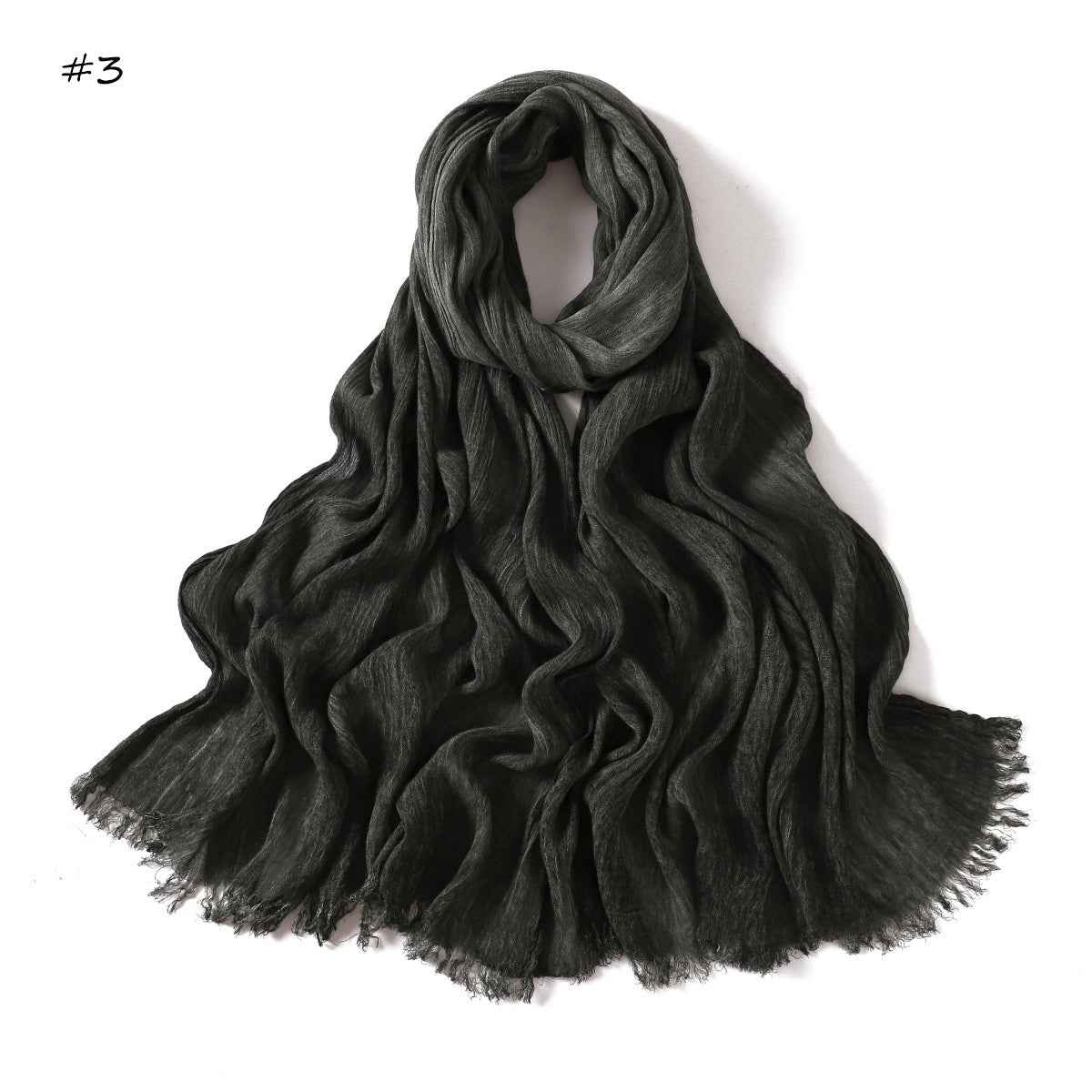 YZ310 Dirt-Washed Crinkled hijab with Raw Edge