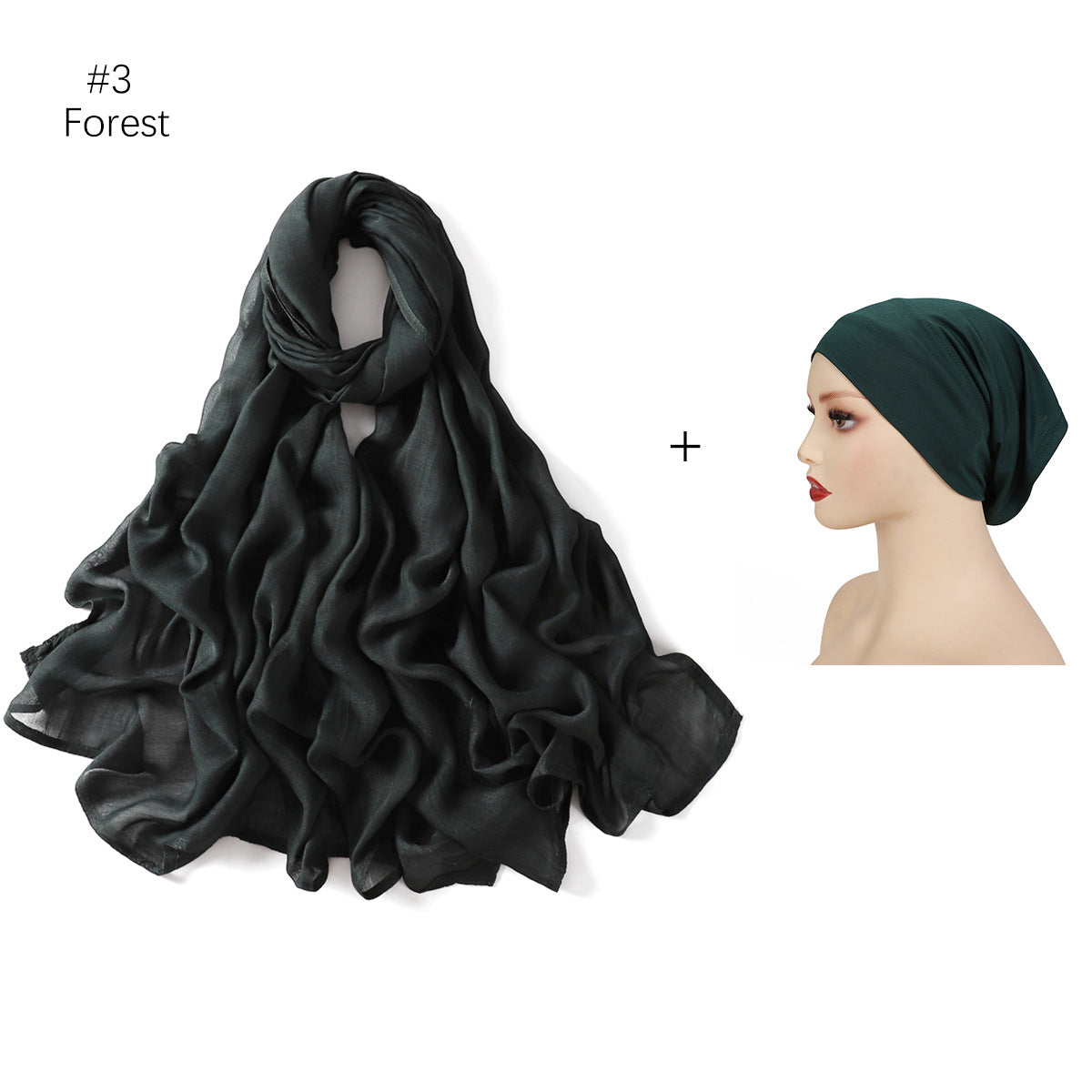 YZ235 Wide Edge Thin Modal Large Size Hijab/Scarf With Cap Set