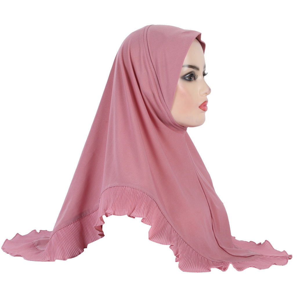 H322 GIRLS COTTON JERSEY WITH LACE INSTANT HIJAB - MinYang Fashion Apparel Accessory Manufacturer