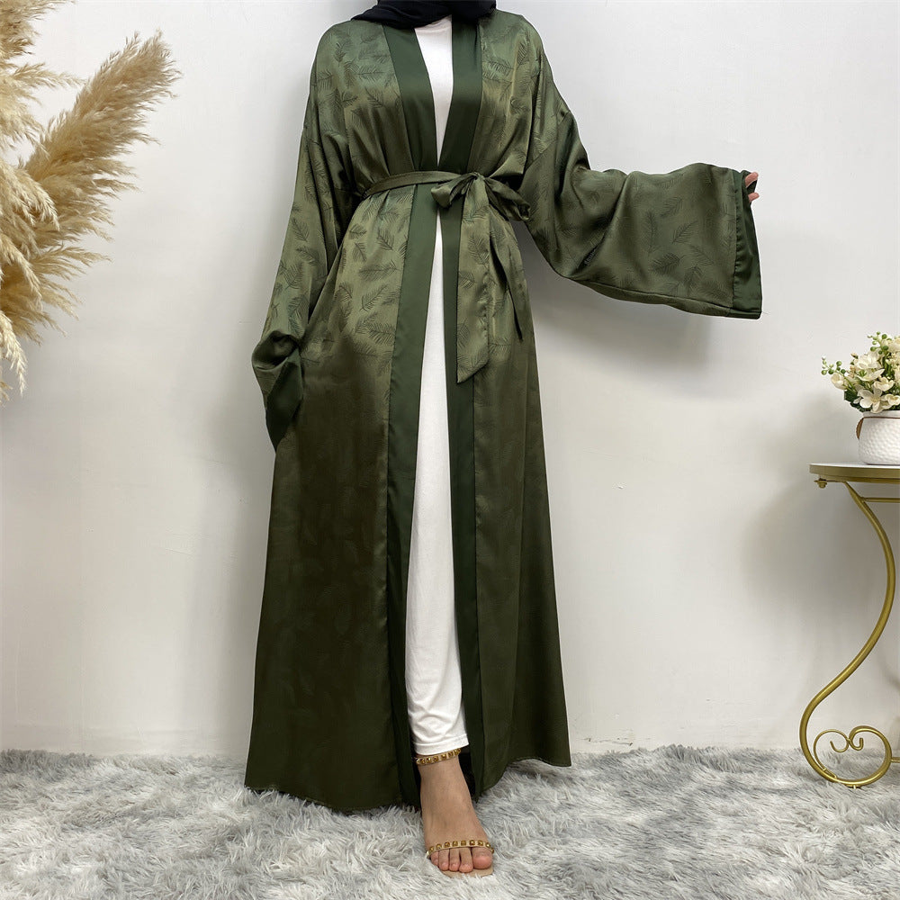 1948 printed satin muslim abaya dress