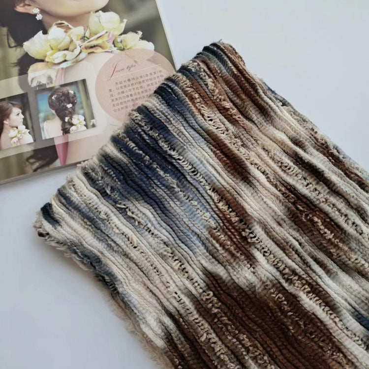 17A55 Cotton and linen pleated slim warm neck scarf