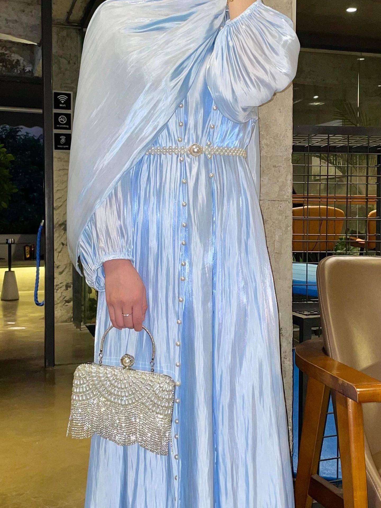 LGS Muslim clothing flowing yarn three-piece dress