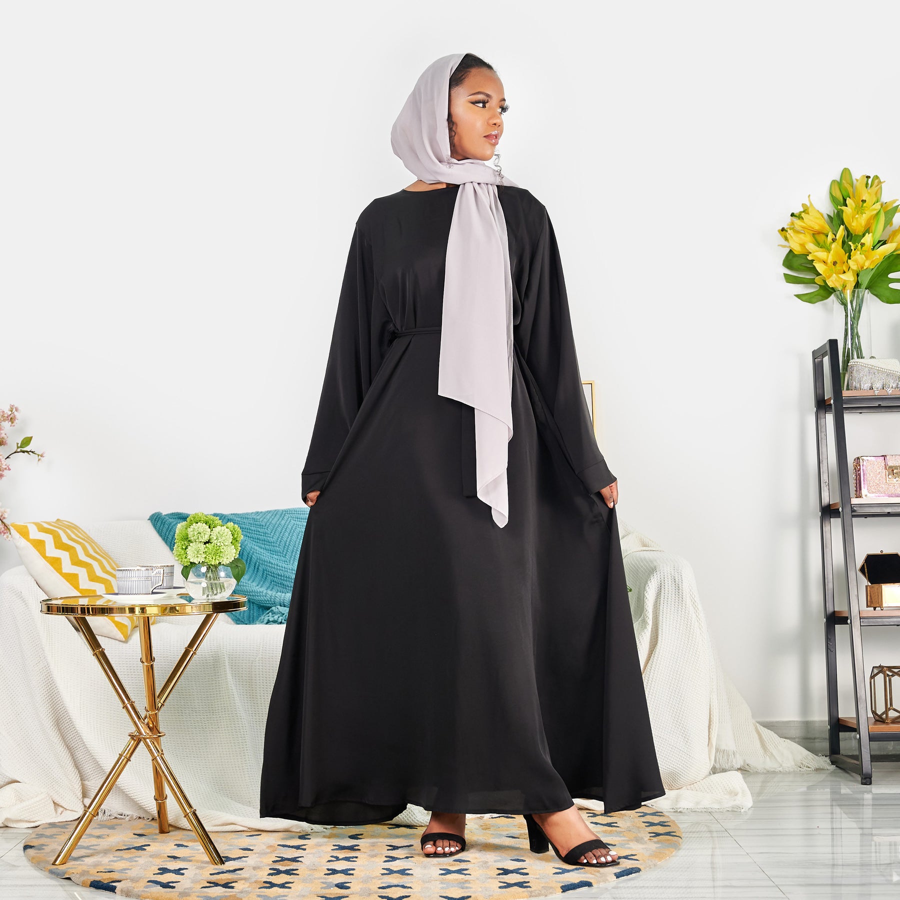 LR363-1 Solid Color Oversized abaya Dress