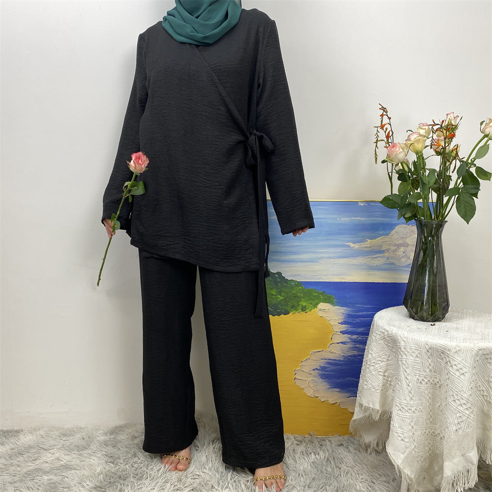 2347+1909 Simple wide-leg pants Muslim tie suit - MinYang Fashion Apparel Accessory Manufacturer