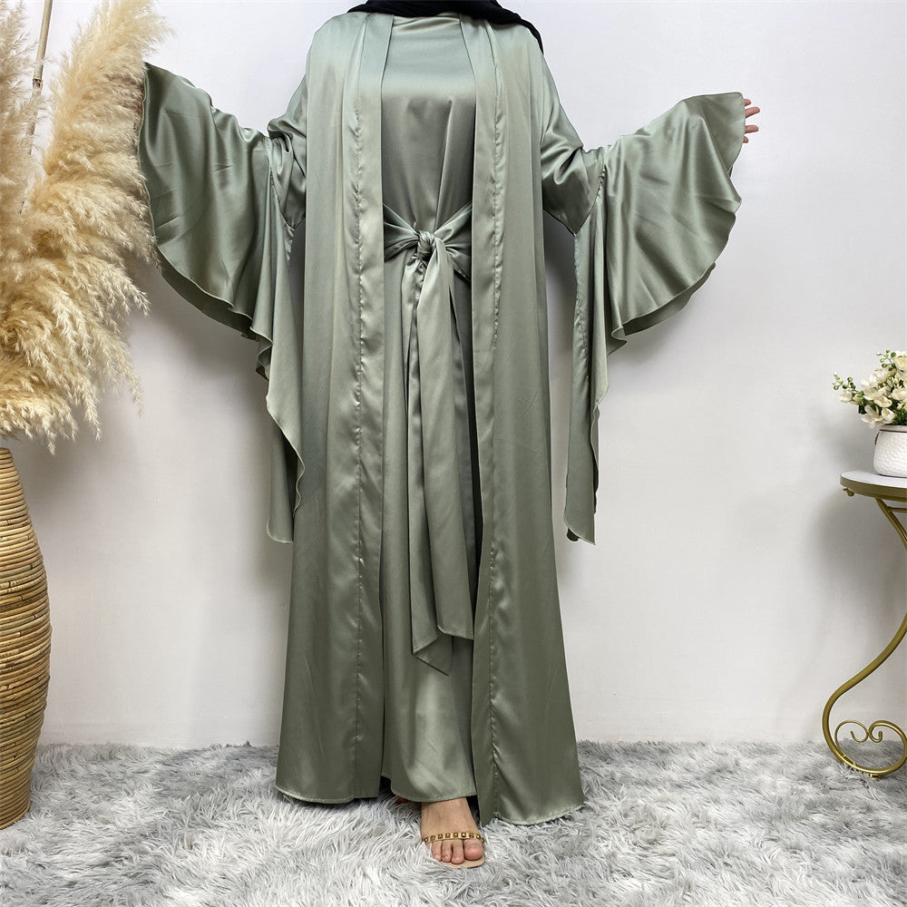 1925 satin plain muslim abaya dress (set)