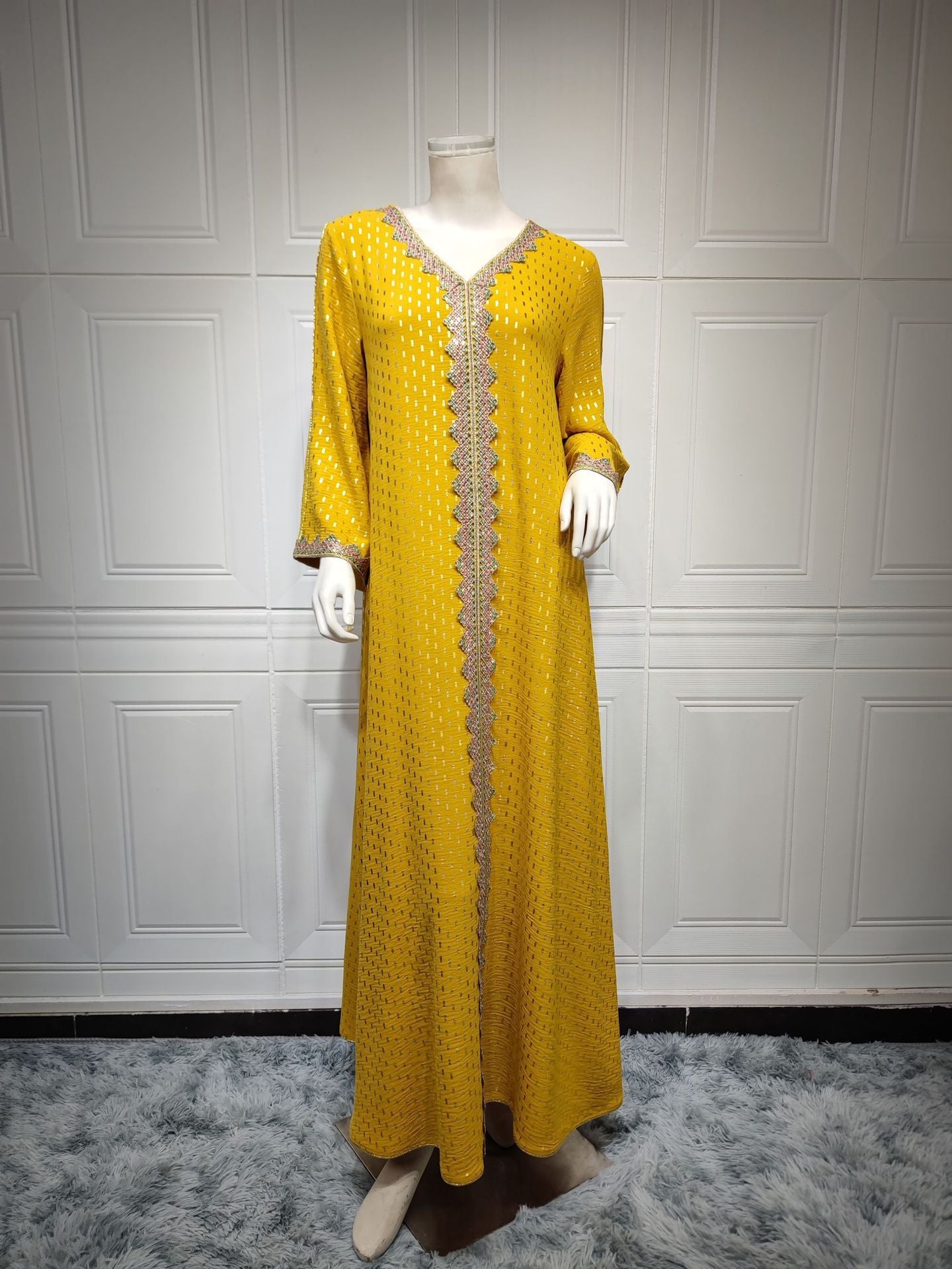 ZD004 Muslim robe gold stamping simple lace slim fit Dubai women's dress abaya Dresses/gowns