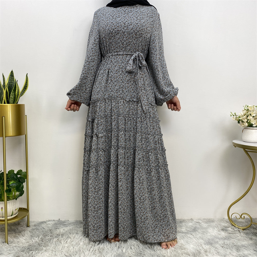 vestido abaya musulmán floral m6527