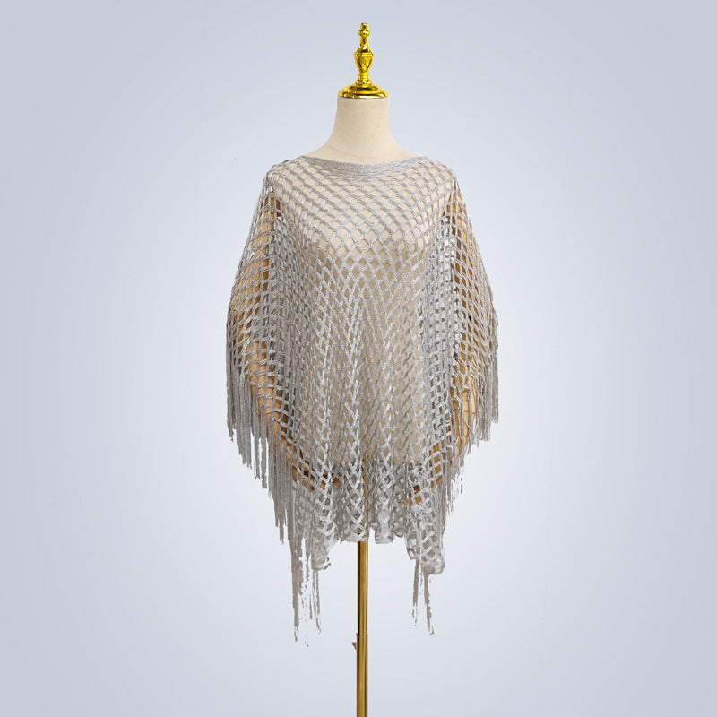 A2 Solid color knitted mesh hollow pullover shawl - MinYang Fashion Apparel Accessory Manufacturer