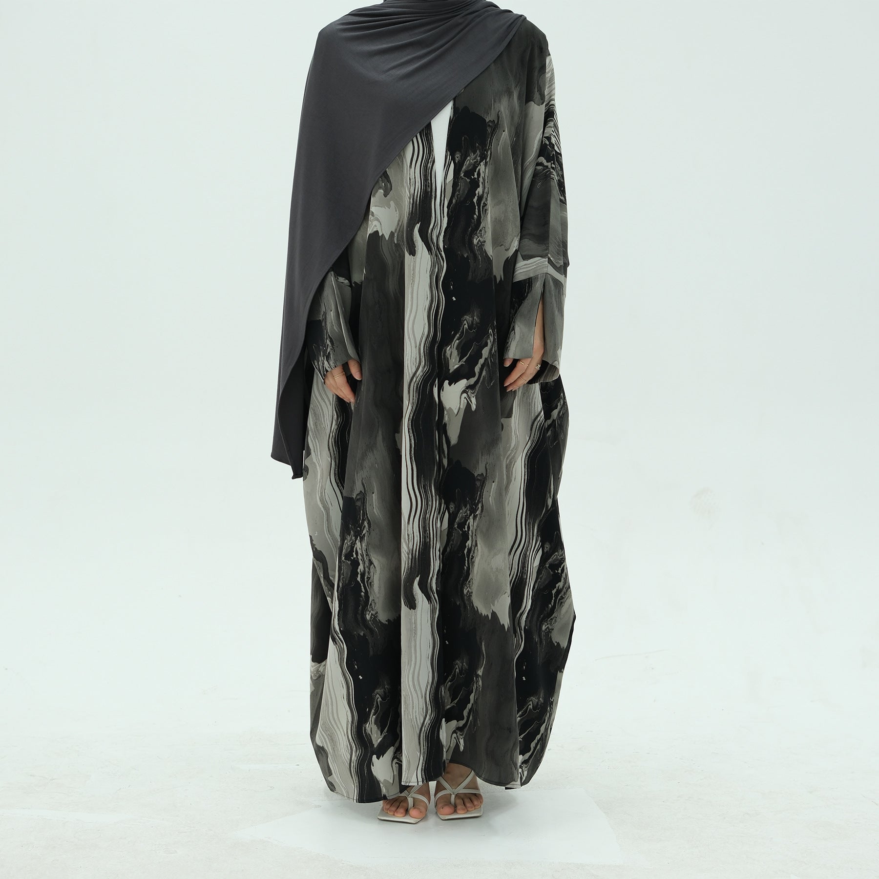 LR982 Printed cardigan dress