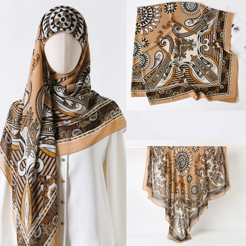 130 crystal chiffon 01 130*130cm Chiffon Scarf Silk Printed Sunscreen Scarf