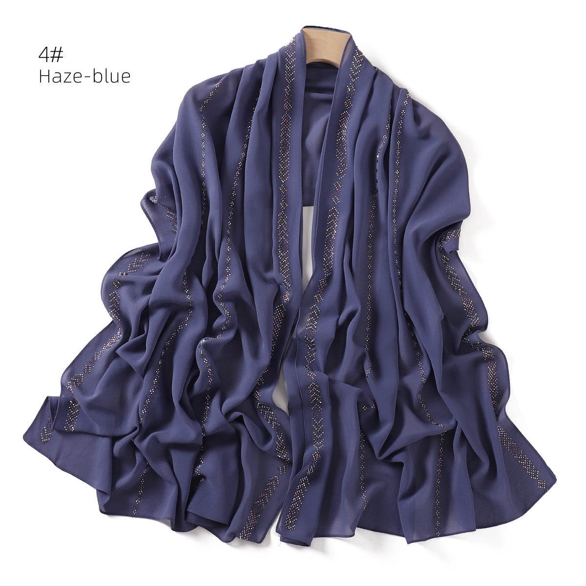 YZ194 Diamond chain, hot diamond pearl chiffon scarf, silver long headscarf hijab hijab/tudung handmade Crystal rhinestone - MinYang Fashion Apparel Accessory Manufacturer
