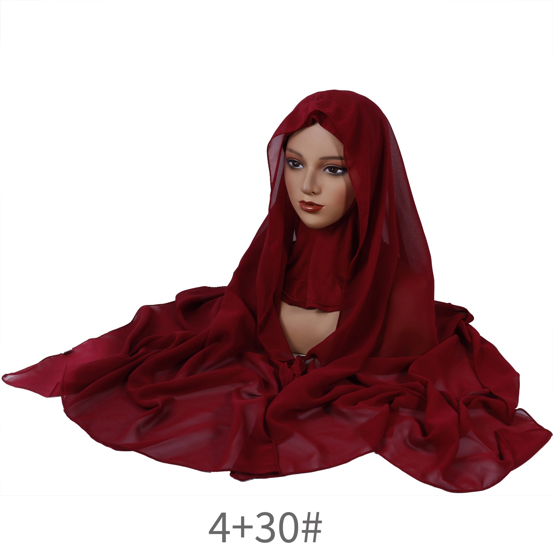 YZ136 Solid color pearl chiffon hijab and base hat combination