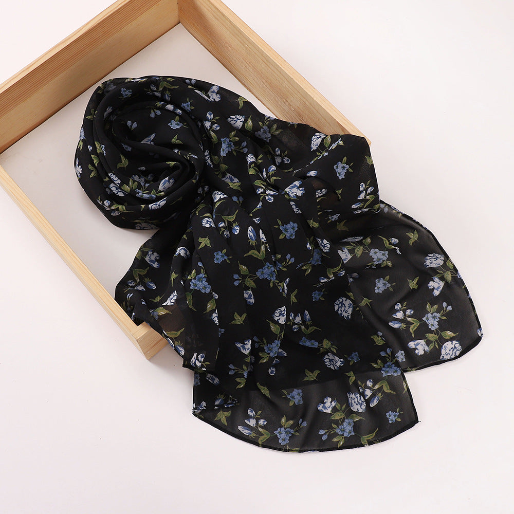 MSL358 Rose flower print hijab (MOQ:2 pieces)
