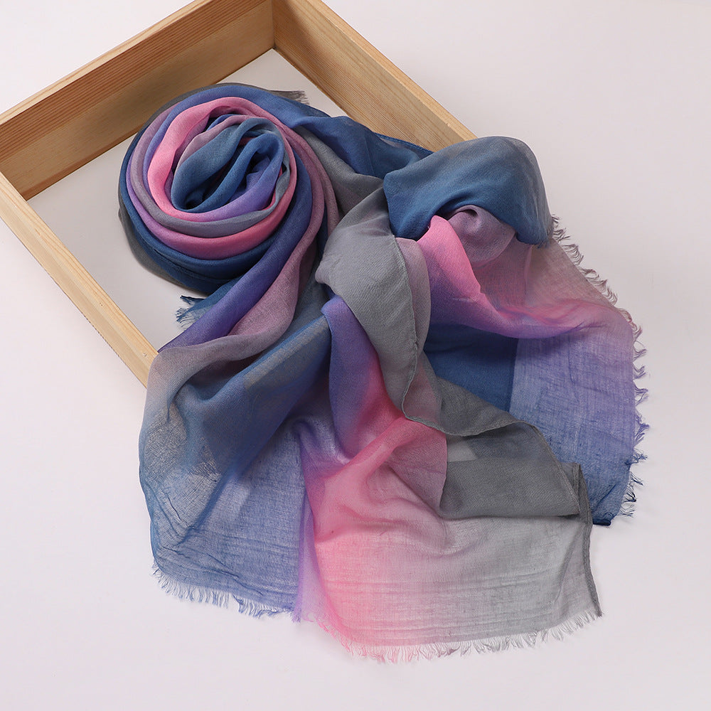 MSL411 Gradient color stitching casual hijab - MOQ:2