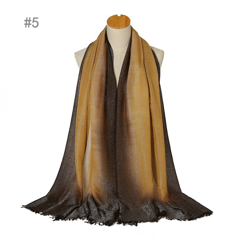 YZ07New style hand-painted short beard ladies scarf shawl plain color hijab - MinYang Fashion Apparel Accessory Manufacturer
