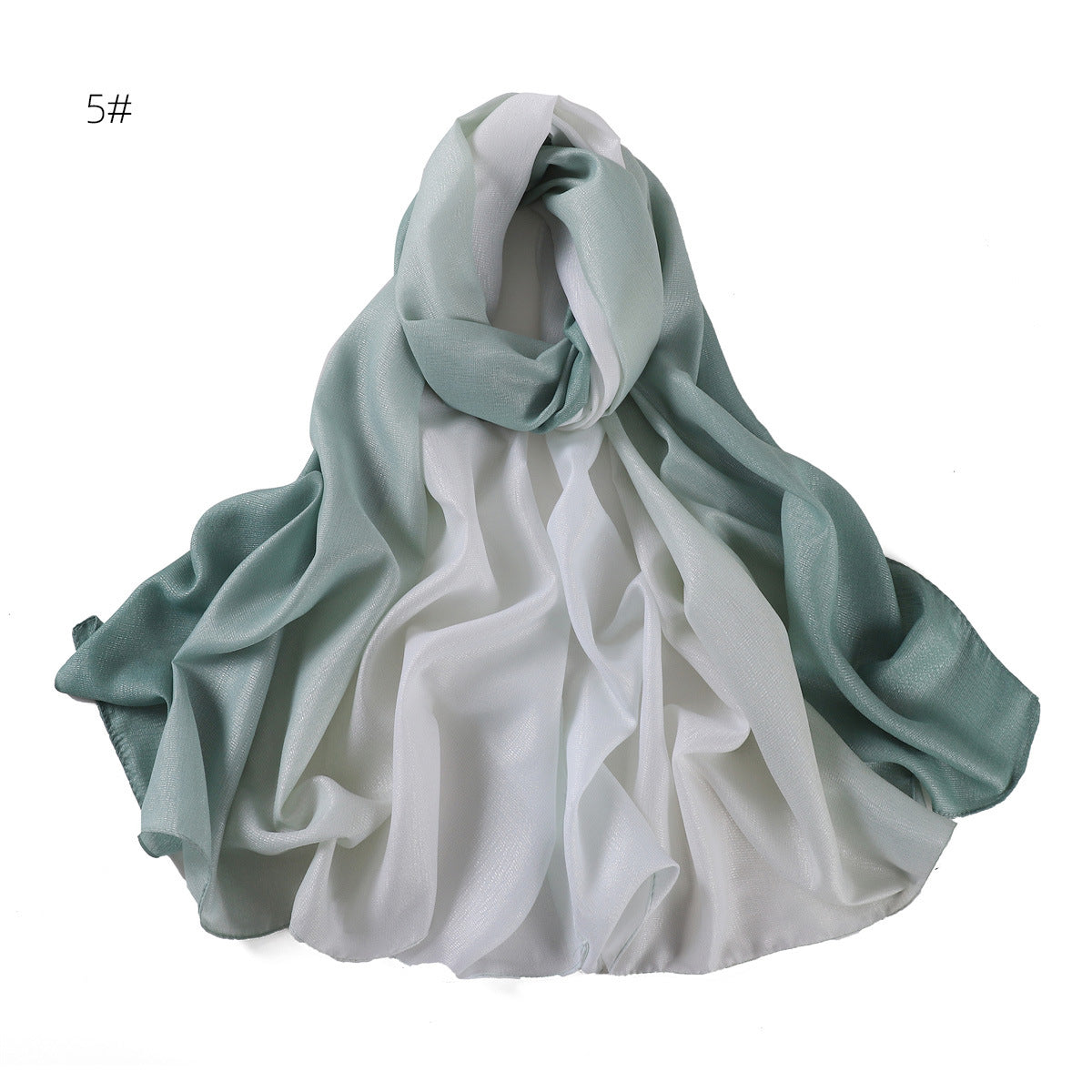YZ199 Warna kecerunan selendang sutera tiruan yang dilukis dengan tangan selendang perak tudung sutera selendang wanita selendang panjang Melayu Indonesia