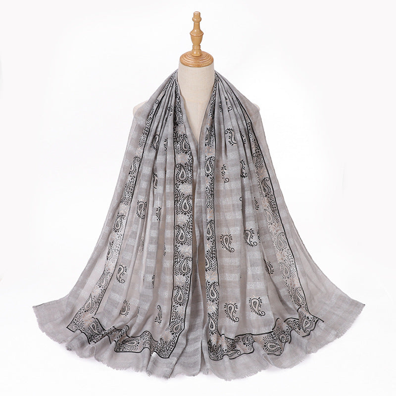 MSL276 Gold stamping hijab with gold thread - MOQ:2