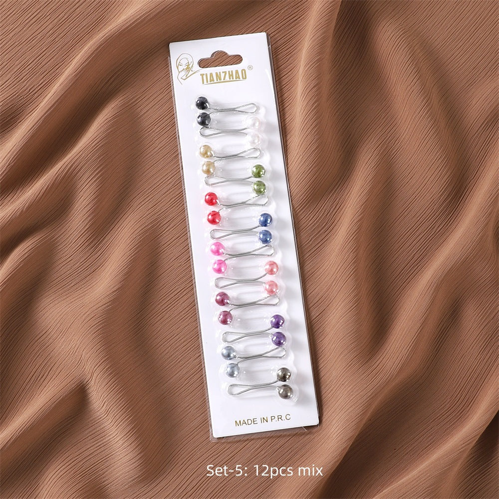 SP36 Colorful pearl U-shaped clip cover head pin(12 cards per pack)