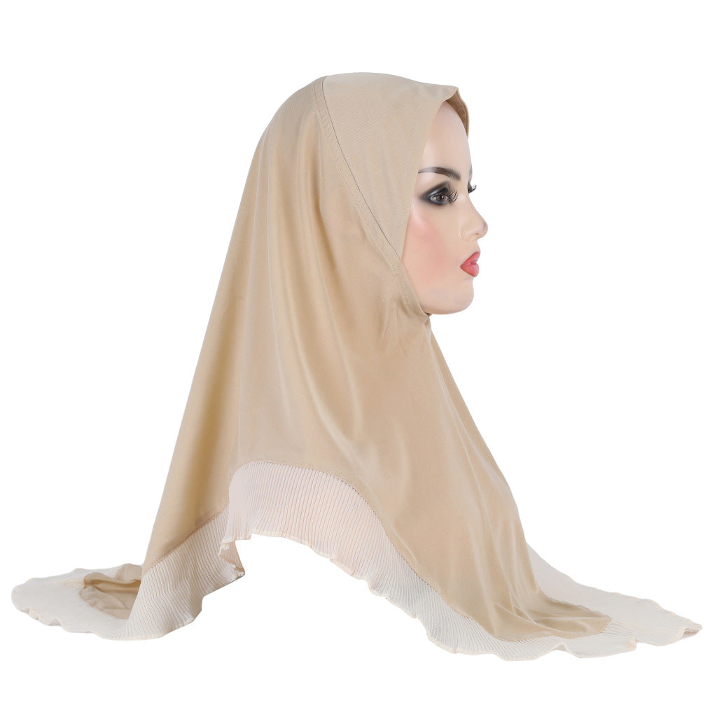 H322 GIRLS COTTON JERSEY WITH LACE INSTANT HIJAB - MinYang Fashion Apparel Accessory Manufacturer