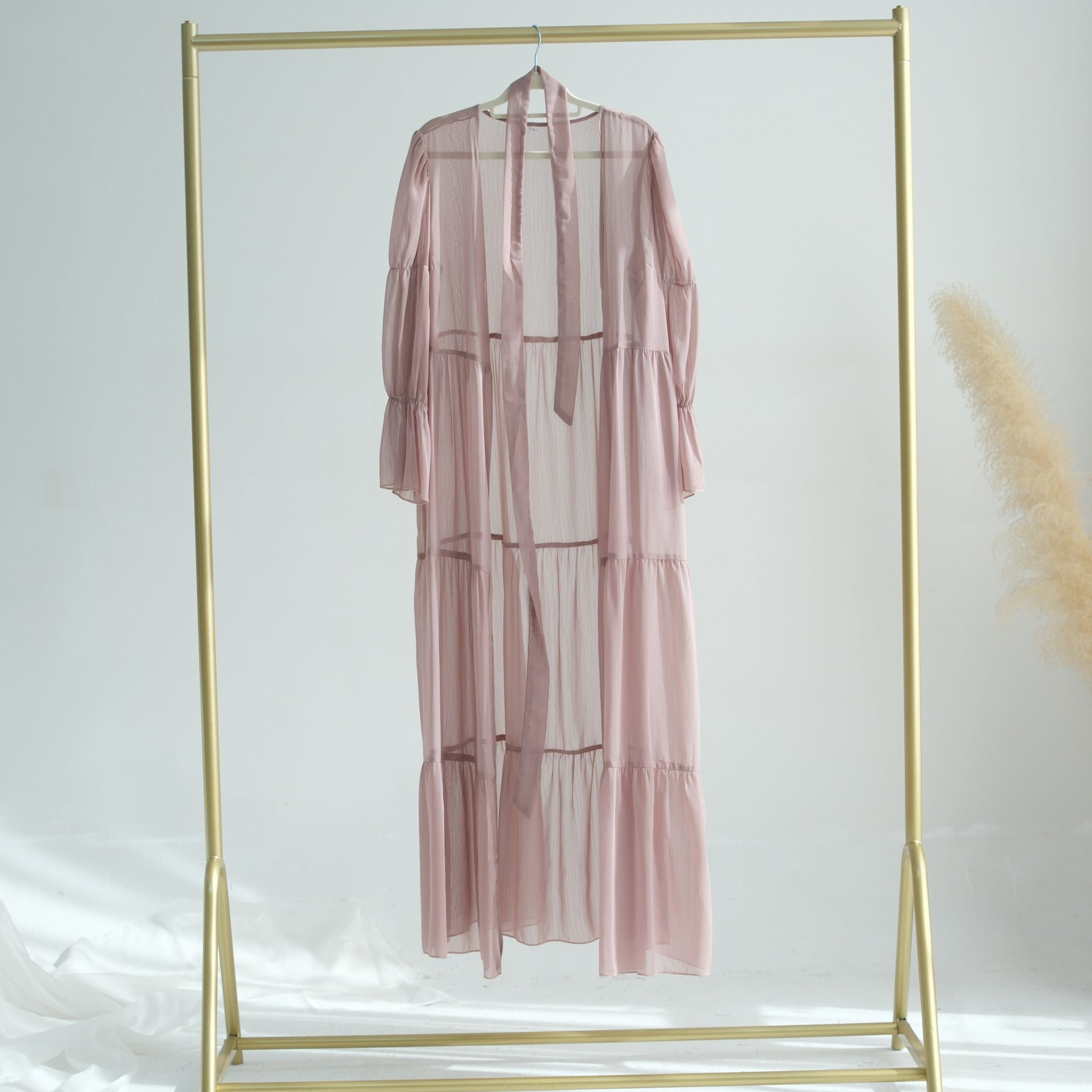 LR866+LR867 (abaya + hijab + underwear)Elegant Cardigan abaya