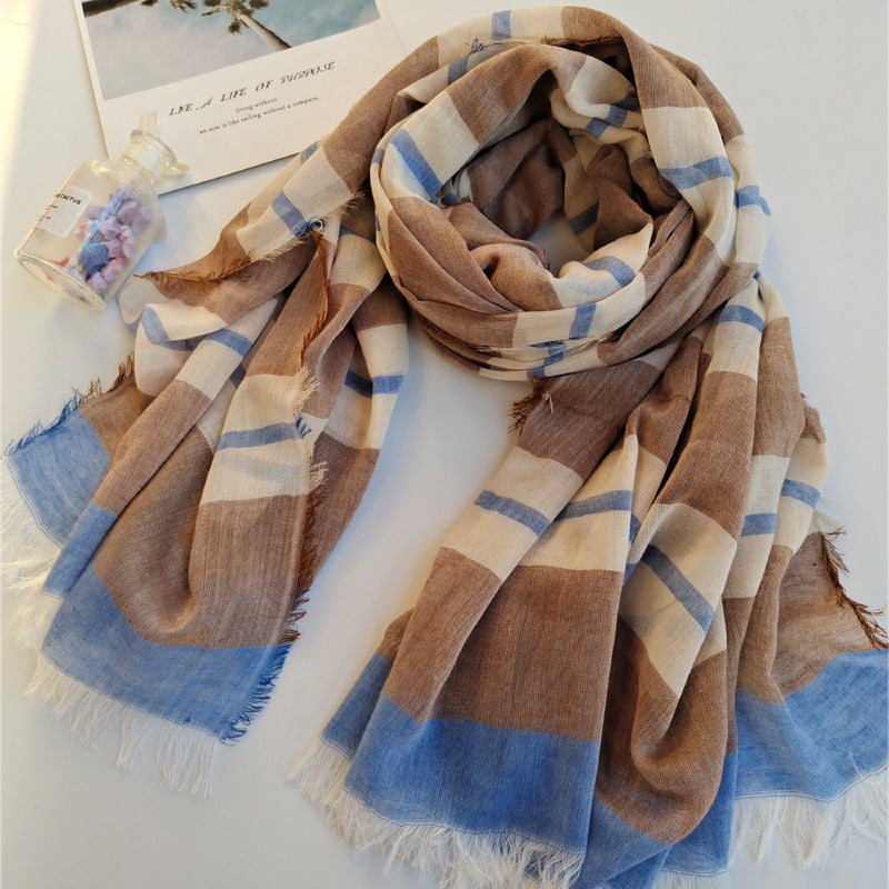17A70 Polyester-cotton yarn-dyed series all-match warm silk scarf - MOQ:2 - MinYang Fashion Apparel Accessory Manufacturer