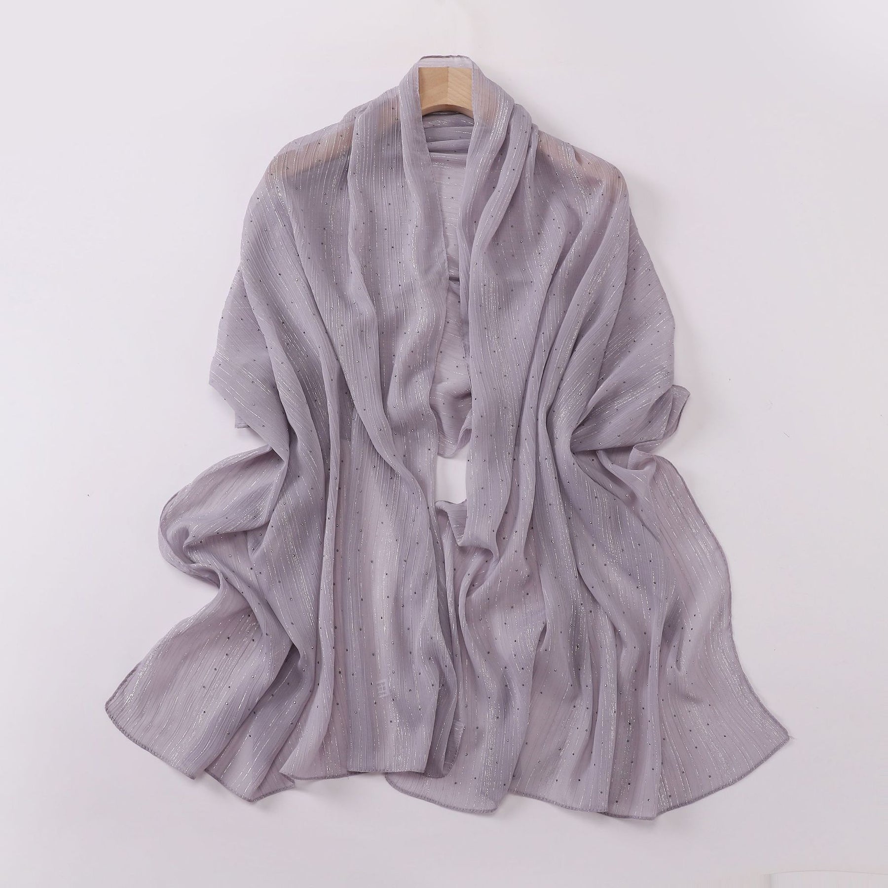 W-0310 Solid color wrinkled starry sky rhinestone long scarf - MinYang Fashion Apparel Accessory Manufacturer