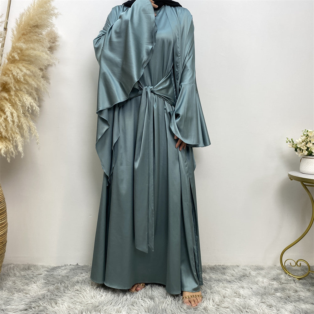 1925 satin plain muslim abaya dress (set)