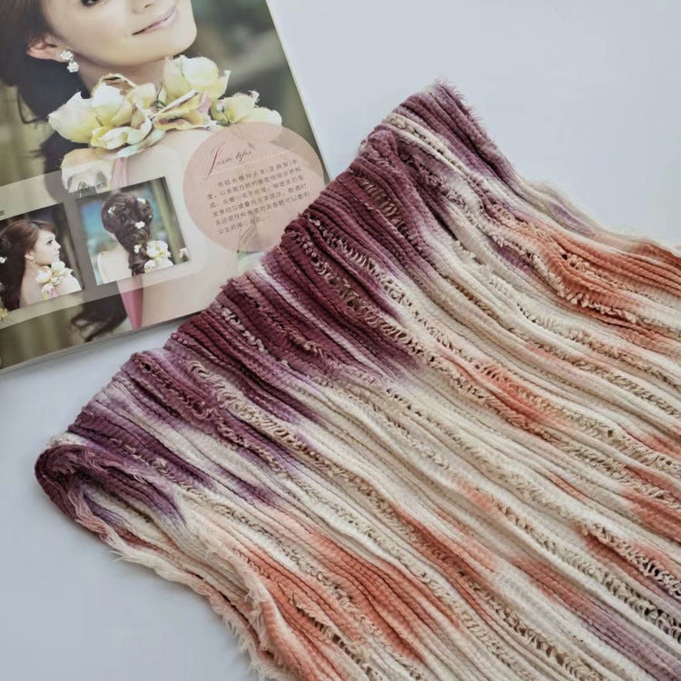 17A55 Cotton and linen pleated slim warm neck scarf