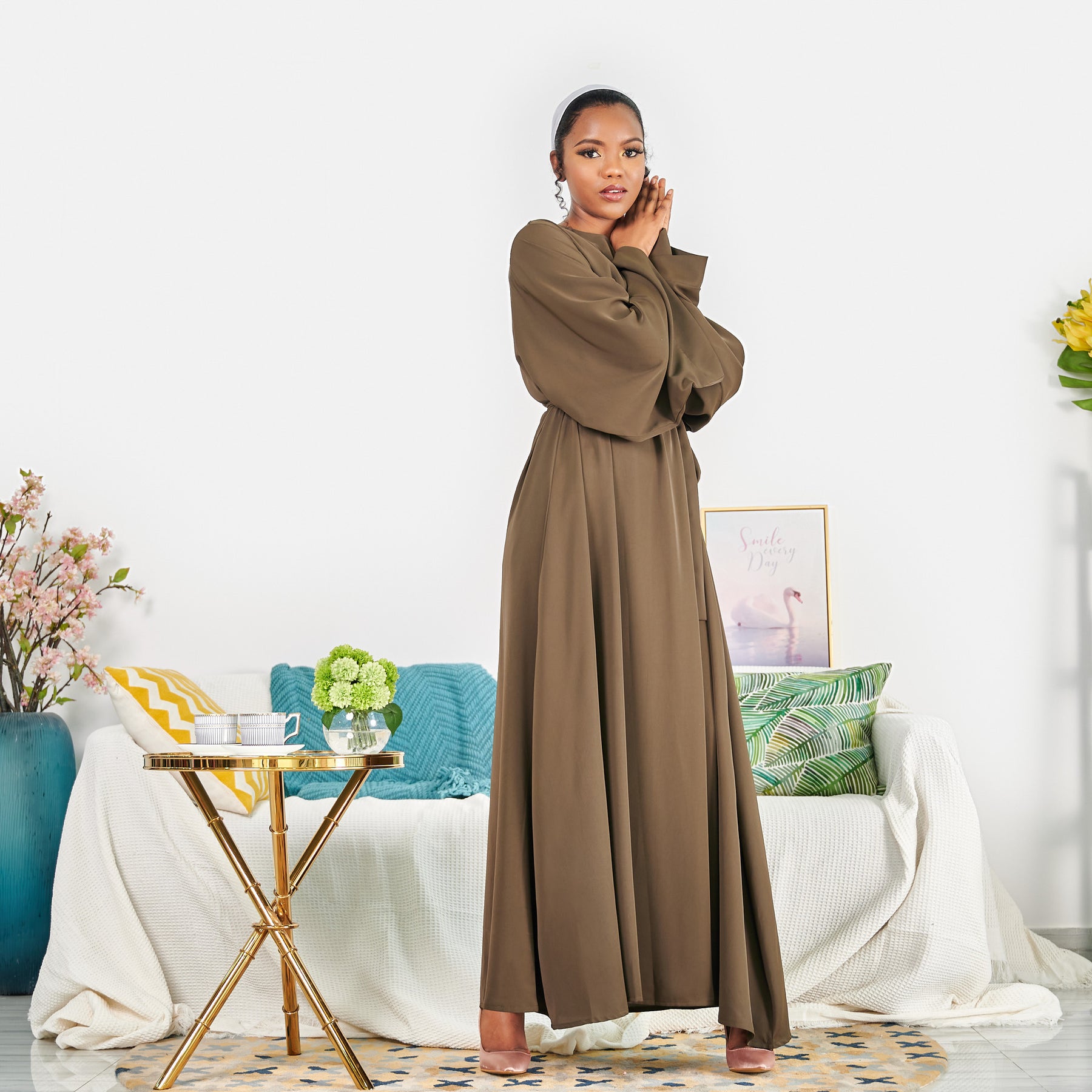 LR363-1 Solid Color Oversized abaya Dress
