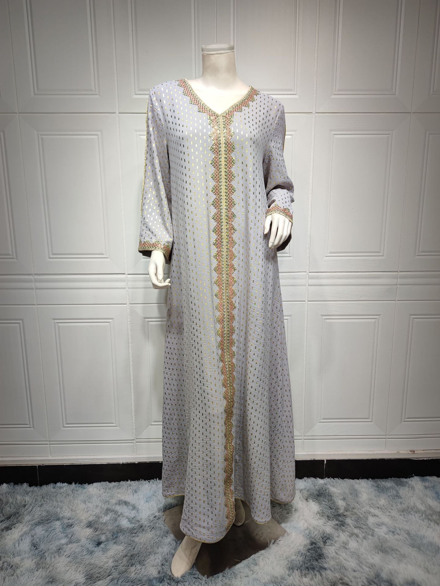 ZD004 Muslim robe gold stamping simple lace slim fit Dubai women's dress abaya Dresses/gowns