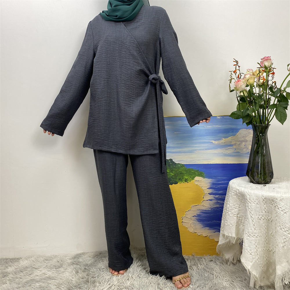 2347+1909 Simple wide-leg pants Muslim tie suit - MinYang Fashion Apparel Accessory Manufacturer