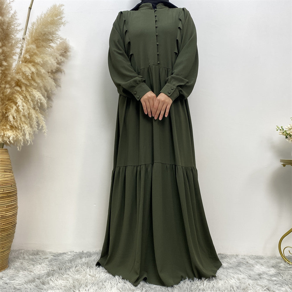 6633 pleated plian muslim abaya dress