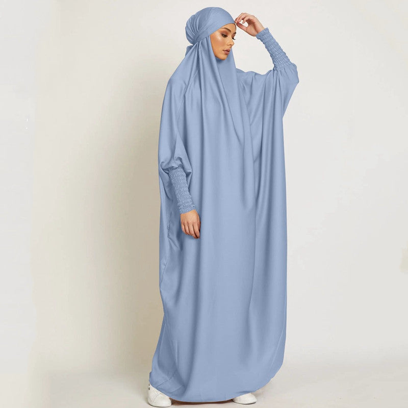 FG20-21484 Solid Nida Loose Sleeve Scarf Long Dress