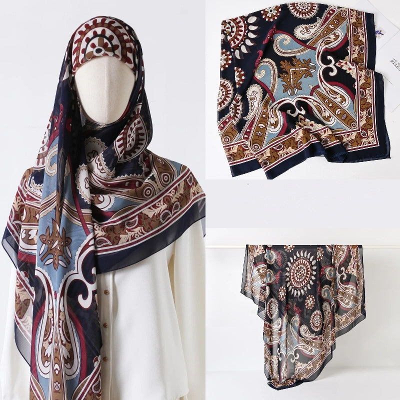 130 crystal chiffon 01 130*130cm Chiffon Scarf Silk Printed Sunscreen Scarf