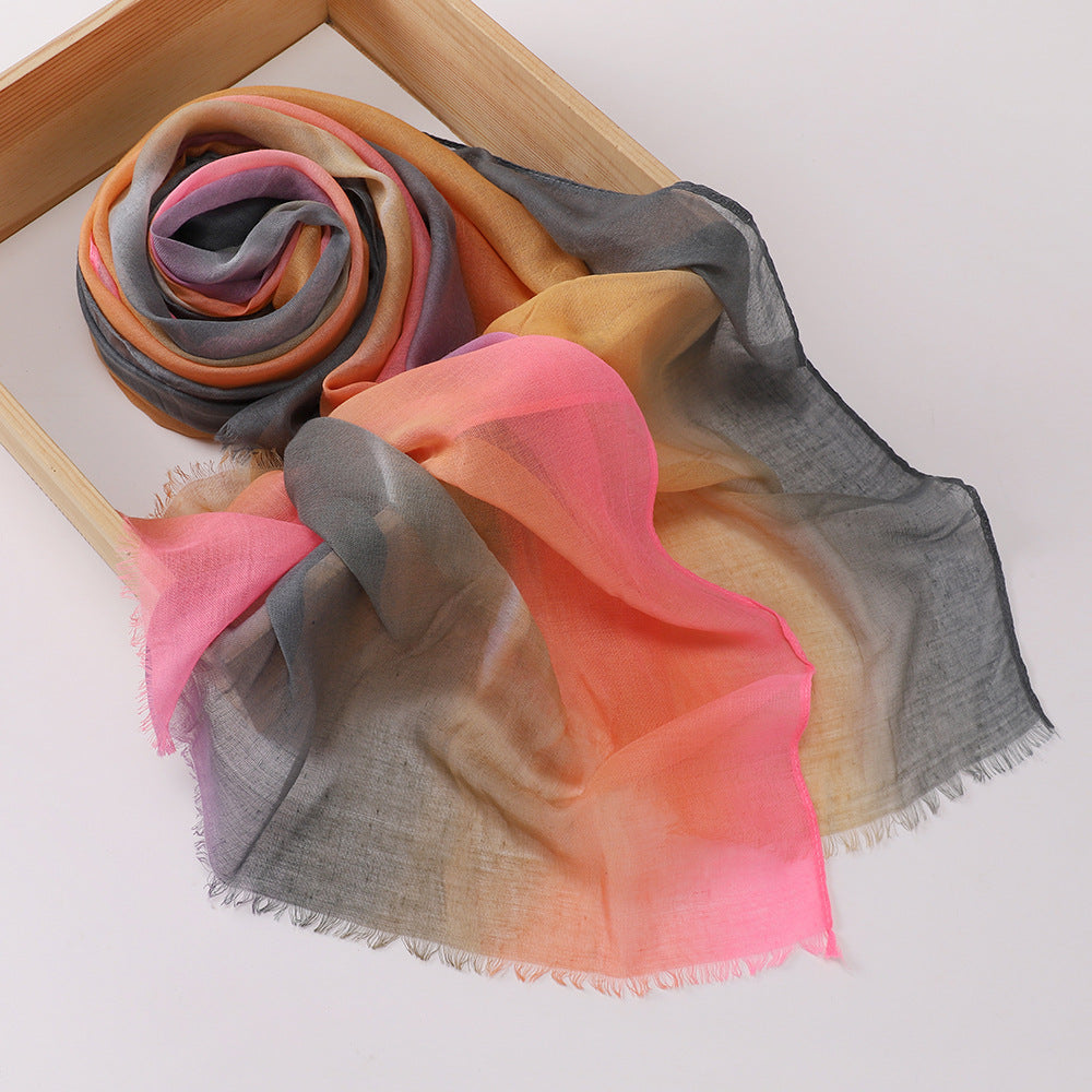 MSL411 Gradient color stitching casual hijab - MOQ:2