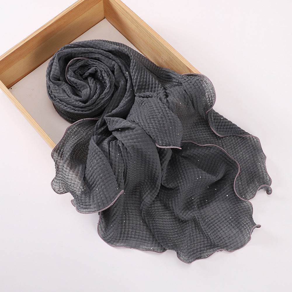 MSL377 Honeycomb wrinkled scarf - MOQ:2