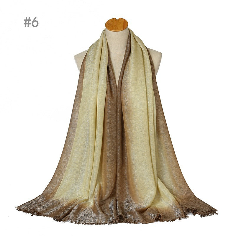 YZ07New style hand-painted short beard ladies scarf shawl plain color hijab - MinYang Fashion Apparel Accessory Manufacturer